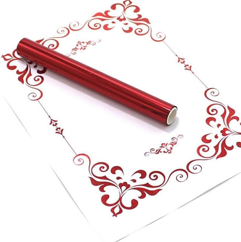 JBQUEEN Metallic Hot Foil Roll, 5M(Length) X19.5CM(Width) Laser Toner Reactive Foil Roll,Use Laminator Laser Printer,Paper Holographic Heat Transfer Craft Foil For Handmade Craft Accessories-Red - Image 4